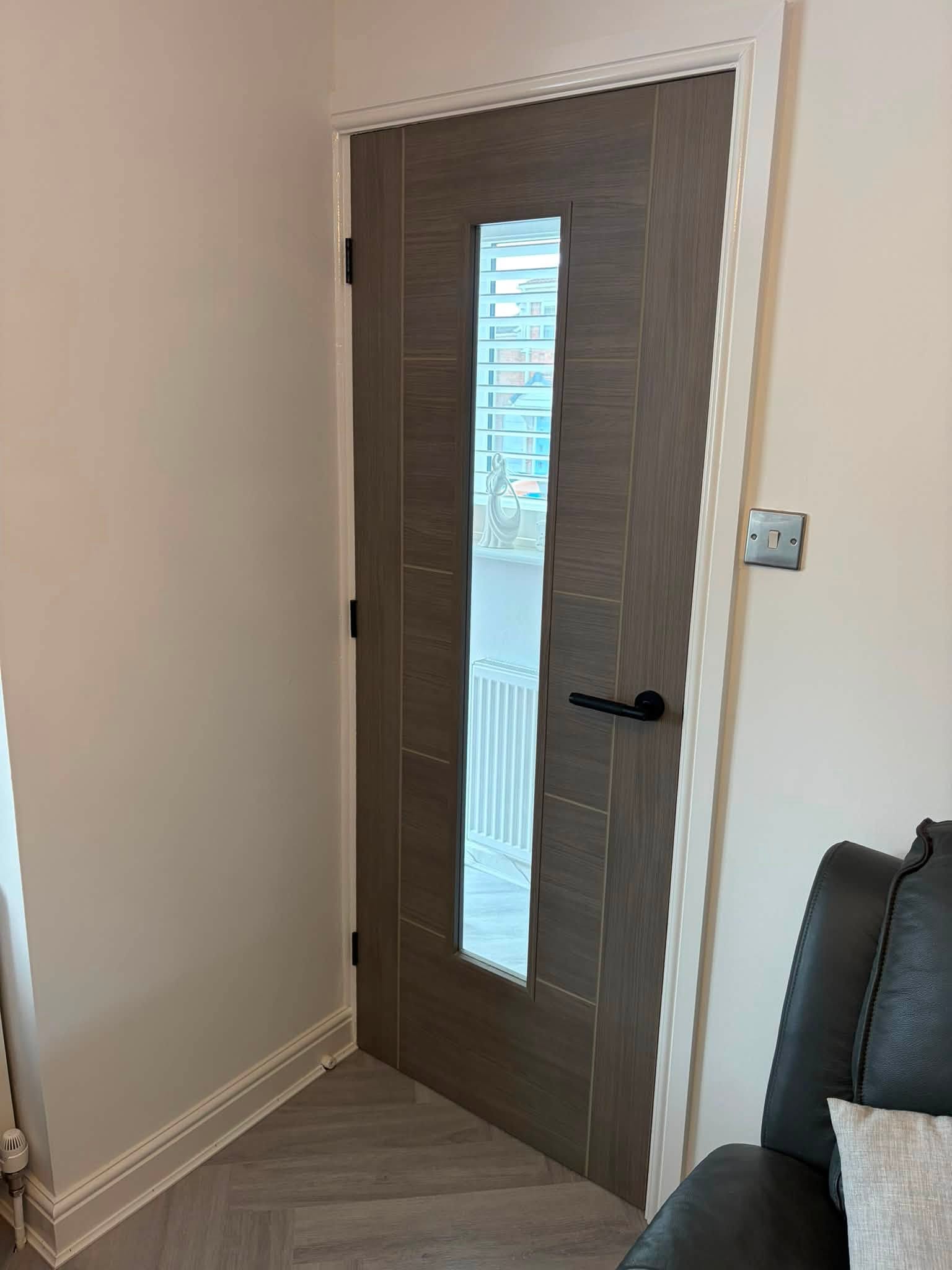 Grey glazed door